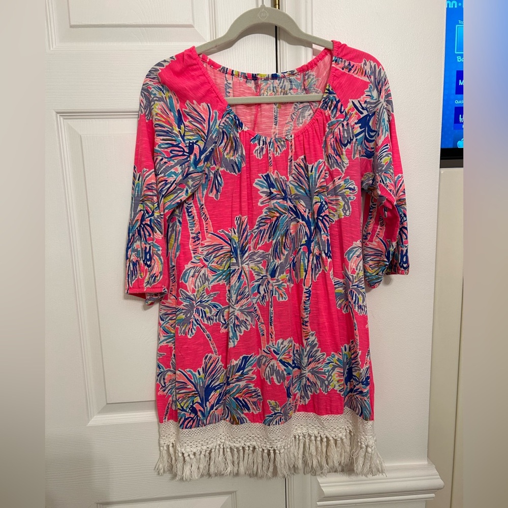 Lilly Pulitzer Pink and Blue Tropical Dress swim cover up